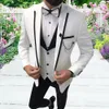 Thorndike Новый мужской свадебный выпускной костюм белый slim fit tuxedo men formal business come Костюмы 3pcs set