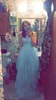 Mooie Baby Blauw Lange Prom Dress Kant Tule Mouwloze Event Slijtage Party Gown Custom Made Plus Size Beschikbaar