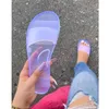 Pantoufles femmes Transparent gelée chaussures dames rose diapositives femmes solide toboggan plat extérieur plage 2021 été D30