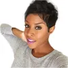 Short BobWig With Bangs Straight Brazilian pixie cut Wigs For Black Women Human Hair Glueless Full Machine Made Remy HumanHair Wig