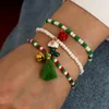 Charme Pulseiras Bohemian Bead Bracelet para Mulheres Natal Decoração Presente Bonito Boneco De Neve Árvore Botas Bell Set Ajustável