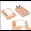 Aessories Baño Hogar Jardín Platos de madera natural Baño Ducha Estante de almacenamiento Sólido Portátil Drenaje de madera Bandeja de jabón Arrivel Da257 Drop Deliver