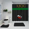 デザイナーシャワーカーテンカーテンレトロなバスルームの装飾ドアマット滑り止め敷物のトイレバスマットセット