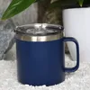 Caneca de café de 14 onças com alça de aço inoxidável em pó revestido com copo de pó de vácuo Caneca de acampamento isolada a vácuo