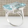 Luxury Bridal Ring Big Blue Cubic Zircon Stone Rings For Women Silver Wedding Engagement Rings Vintage Party Jewelry Gift