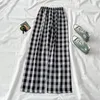 Vintage Plaid Pantalones de Mujer Elastyczna Wysoka Talia Jesień Koreański Styl Kobiety Spodnie Luźne Spodnie Damskie 18914 210415