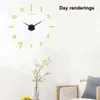 27/37/47 pouces Grande horloge murale lumineuse Design moderne Montre numérique Grand Big 3D DIY Home Decor lumineux miroir autocollant mode 210930