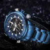 Men Watches NAVIFORCE 9093 Luxury Brand Men's Full Steel Waterproof Blue Quartz Watch Male Sports LED Analog Digital Clock 210517