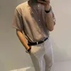 IEFB с коротким рукавом кардиган футболки мужская корейская мода летом вязаный круглый воротник Одиночная грудящая футболка 9Y7666 210524