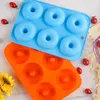 Moules à donuts en Silicone, 4 couleurs, poêle à pâtisserie, bricolage, 6 grilles, antiadhésif, moule à gâteau en Silicone, outils de pâtisserie