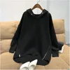 Felpe con cappuccio da donna Felpe Felpa da donna Autunno Coreano Sottile manica lunga Cerniera laterale Harajuku Pullover larghi oversize Donna