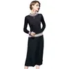 Autumn knit tops sweater skirts Up and down Two-piece Vintage style Long-sleeved Pullover Skirt women's suit 211106