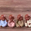 Ozdoby Small Buddha Statua Monk Figurka Tathagata Indie Joga Mandala Herbata Pet Fioletowy Ceramic Rzemiosło Dekoracyjne 210414