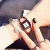 Kwadratowa Moda Szkielet Bransoletka Rose Gold Zegarki 2021 Luksusowa Marka Ladies Watch Kobiety Kobiet Kwarcowy Zegarek Zegarek