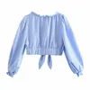 Summer Women Short Shirts Tops Blouses Plaid O-Neck Bow Tie ZA Female Casual Fashion Street Top Blusas Clothes 210513