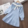 Dziewczyny Dresses Girls Baby Boże Narodzenie Czerwona Sukienka Moda 2021 Zimowe Dzianiny Ubrania Dzieci Dorywczo Księżniczka Bow Swetry Vestidos Dzieci Clothi