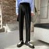 Korean Men Suit Pants Casual Business Dress Pants Fashion Belt Office Social Streetwear Wedding Trousers Pantalon Homme 210527