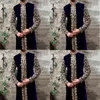 Ethnic Clothing Middle East Men Jacket Muslim Abaya Dubai Man Jubba Thobe Pakistan Floral Print Stand Collar Overcoat Male Fashion Ou
