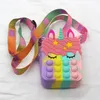 New Fidget Toys Coin Wallet Handbag Fashion Bags Unicorn Cartoon Bag Finger Silicone Rainbow Bubble Waist
