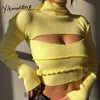 yellow turtleneck long sleeve shirt