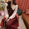 Elegant Vintage Dress Women Kawaii Casual Dress Korean Spring Sweet Preppy Style Peter Pan Collar Party Dress Y2k 210521