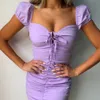 Foridol robe violette vintage boho plage robe femmes été moulante mini robe tenues pour femmes vestidos 210415