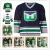 Custom Hartford Whalers Vintage CCM Maglie da hockey Qualsiasi nome Qualsiasi numero cucito Mike Liut CHRIS PRONGER Ron Francis VERBEEK Kevin Dineen Glen Wesley Green White Navy