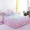 Home Textile Non-slip Fitted Sheet Thickened Polyester Bedspread Bed Skirts Colourful Bed Queen King Protective Bedcovers F0044 210420