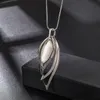 Long Necklaces Pendants Vintage Silver Chain Crystal Opal Leaf Maxi Necklace Fashion Jewelry For Women