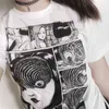 Yaz Moda Junji Ito Korku Manga Uzumaki T-shirt kadın Grunge Estetik Anime Tee Hipsters Harajuku Stil Gömlek 210518