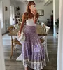 Bohemian Women Summer Gonna Casual Restringimento Elastico Elastico Elastico Vita Alta Stampa Gonna Lunga Vintage Vintage Floral A-Line Maxi Gonna Femmina 210507