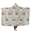 Couvertures enfants couverture à capuche 130 * 150 cm enfants Noël 3D imprimé lavable lit chaud Velet polaire jeter mer DDA730