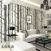 Rustic Wood Grain Not self-adhesive Wallpaper Black White Birch Tree Forest Wall Stickers Contact Paper Branches Trunk Wallpaper 210722