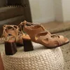 SOPHITINA Klassische Damen-Sandalen, römische Kreuzriemen, modische Schuhe, weiches echtes Leder, dicker Absatz, quadratische Zehen, weibliche Schuhe AO377 210513