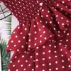 Tjejens klänningar 2021 Småbarns barnbarns Röd Polka Dot Utskrift Suspenders Ärmlös Princess Cascade Dress Silm Sling Kjol
