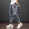 Wiosna Letnie Czarne Niebieskie Cargo Jeans Mężczyźni Streetwear Denim Jogger Spodnie Baggy Harem Jean Spodnie Plus Size 6XL 7XL 8XL