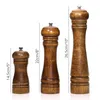 Salt and Pepper Mills, Solid Wood Mill with Strong Adjustable Ceramic Grinder kitchen Accessories set of 2 (5 8 10 inch) 210611