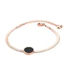 Link, Chain 316L Stainless Steel Rose Gold Snake Bone Roman Numerals Black Fritillary Round Bracelet Peach Heart Pendant