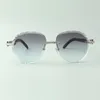 Exquisite classic endless diamond sunglasses 3524027, natural mixed buffalo horn temples glasses, size: 18-140 mm