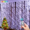 Christmas Decoration for Home Led Curtain Lights for Wedding/Navidad/Mariage/Holiday/BedRoom/Natal/Cortinas 2022 Happy Year 211012