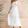 캐주얼 드레스 2021 봄 여름 여자 흰색 섹시 레이스 크로 셰 뜨개