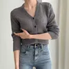 가을 패션 V 넥 스레드 스웨터 여성 단일 가슴 스웨터 Femme 슬림 피트 카디건 솔리드 여성 재킷 11120 210528