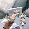 Diamantes de imitación con adornos de cristal Zapatos de noche Carrete Tacones Sandalias Mujer Tacón Luxurys Diseñadores Zapato de vestir