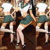 Vêtements de sport Royaume-Uni Sexy Femmes Secrétaire Uniforme Naughty School Girl Outfit Déguisement