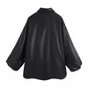 Vintage Woman Oversized Black Leather Coat Fashion Ladies Autumn Loose Batwing Sleeve Outerwear Female Casual Jacket 210515