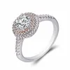 Gemstone Women Diamond Ring Round Cyrstal خطوبة خواتم الزفاف ،