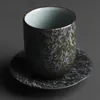 Retro kleine mond thee cup Japans stoare handgemaakt grove aardewerk vintage water en schotel 130 ml ceremonie kom mokbekers schotels schotels