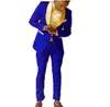 Boyfriend's royal blue evening dress, golden Lapel shawl, men's wear, 2 pieces, wedding (jacket + pants + tie)
