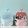 Cat Shape Transparent Makeup Organizer Cute Cosmetic Storage Box Student Desktop Girl Creative Beauty Dro 210922