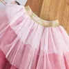 Meninas malha bolo camadas vestidos para crianças gradient casamento e festa traje princesa crianças elegante tutu vestido vestidos sundress q0716